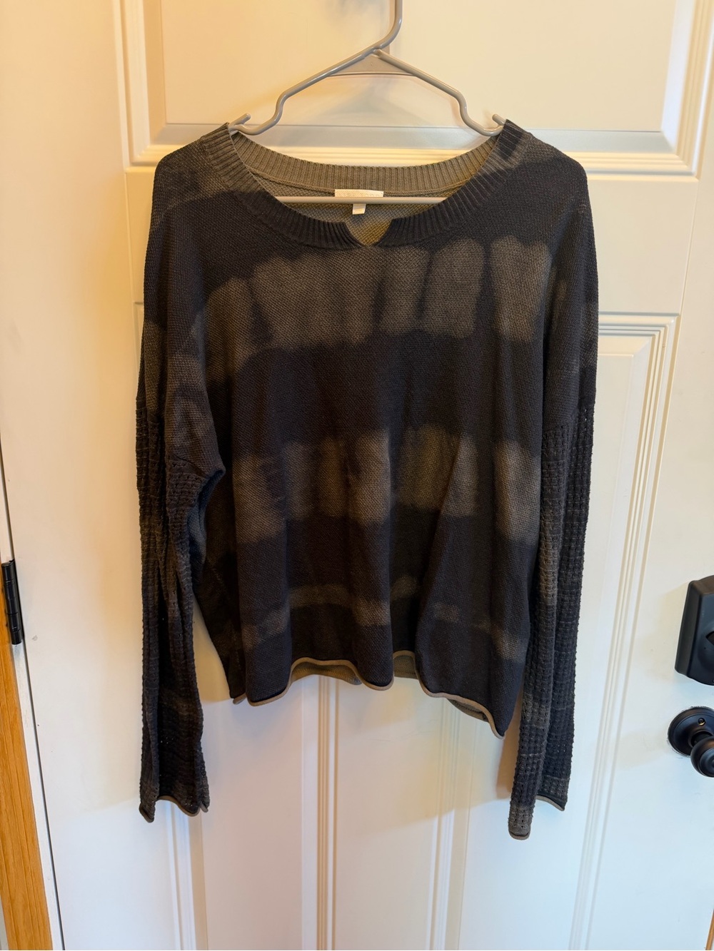 Lisa Todd Black and Green Striped Crewneck Sweater, Size L